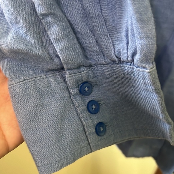Talbots button up women’s top Irish Linen Blue Medium - Picture 4 of 5